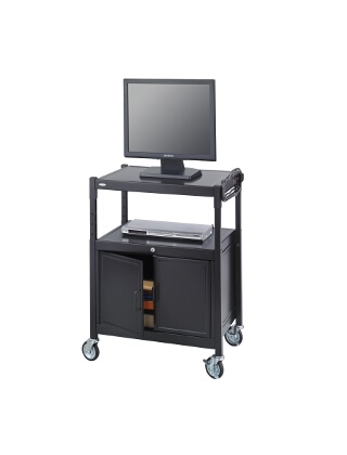 Safco Steel Adjustable AV Cart With Cabinet 8943BL ES3513