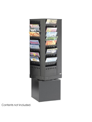 Safco 44-Pocket Steel Rotary Magazine Rack 4324BL (Black)