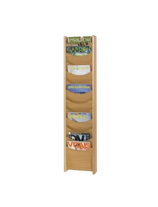 Safco 12-Pocket Wood Magazine Rack 4331MO (Medium Oak)