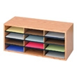 Safco Wood/Corrugated Literature Organizer, 12 Compartment 9401MO (Medium Oak) ES3827