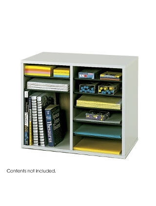 Safco Wood Adjustable Literature Organizer - 12 Compartment ES3836 9420GR