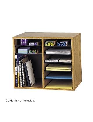 Safco Wood Adjustable Literature Organizer - 12 Compartment ES3837