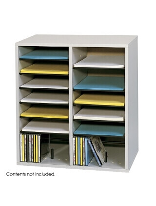 Safco Wood Adjustable Literature Organizer, 16 Compartment ES3838 9422GR