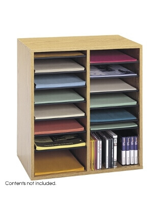 Safco Wood Adjustable Literature Organizer, 16 Compartment ES3839 9422MO