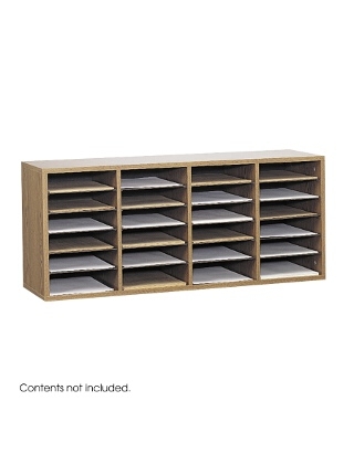 Safco Wood Adjustable Literature Organizer, 24 Compartment ES3841 9423MO