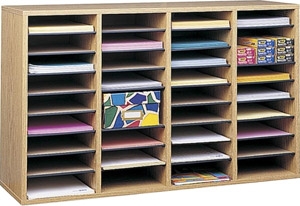 Safco Wood Adjustable Literature Organizer, 36 Compartment ES3843 9424MO