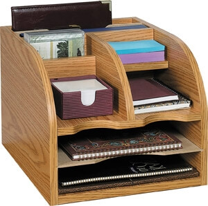 Safco Radius Front 3-Way Corner Desktop Organizer 9425MO
