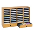 Safco Wood Adjustable Literature Organizer, 32 Compartment with Drawers 9494MO (Medium Oak) ES3858
