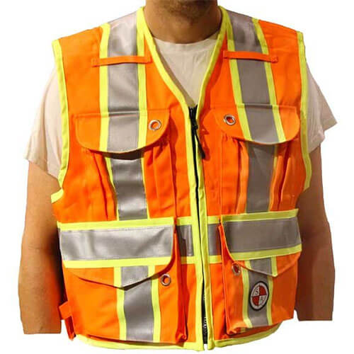 Safety Apparel PC15X - Heavy Duty X-Back Party Chief Survey Vest - Safety Orange