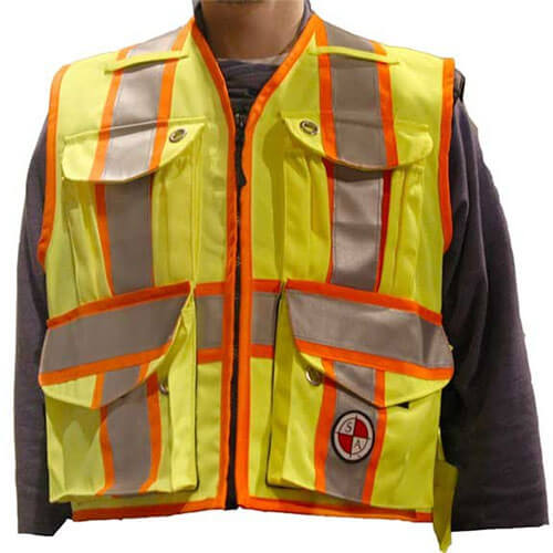 Safety Apparel PC15X - Heavy Duty X-Back Party Chief Survey Vest - Power Yellow