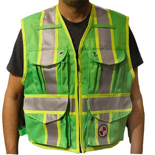 Safety Apparel PC15X - Heavy Duty X-Back Party Chief Survey Vest - Lime Green
