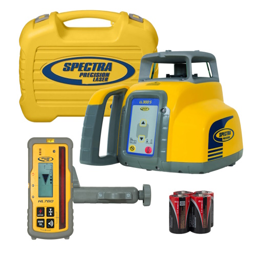 Spectra Precision LL300S Laser Level, HL760, C70 Rod Clamp, Alkaline Batteries, Carrying Case - LL300S-7