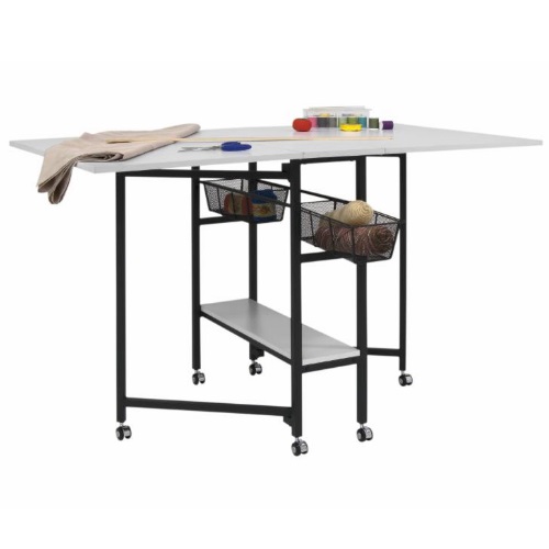 Studio Designs 13377-Charcoal/White - Sew Ready Mobile Fabric Cutting Table with Storage