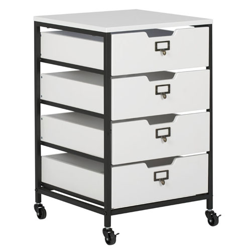 Studio Designs 4 Drawer Mobile Storage Organizer In Charcoal and White - 10224