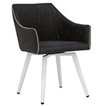 Studio Designs Sydney Swivel Home Office Accent Chair with Arms in White Metal Legs and Patterned Dark Gray Faux Leather - 52004 ET10754