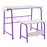 Studio Designs 2 Piece Project Center Includes Art Table With Paper Roll And Bench - Purple and Spatter Gray - 55127 ET11187