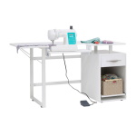 Studio Designs Pro Line Craft, Sewing, & Office Desk With Drawer With Sliding Shelf In Storage Cabinet, White - 13397 ET12394