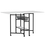 Studio Designs Sew Ready 36" Tall Standing Height Mobile Craft Cutting Table with Storage Baskets Shelf and Expandable Top - Charcoal/White - 13378 ET12415