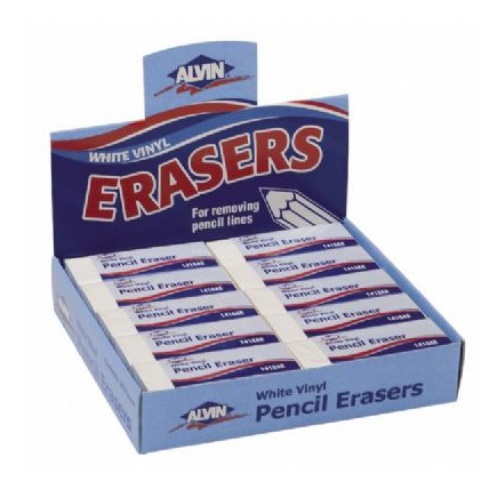 Alvin 1410AE White Vinyl Pencil Erasers (Box of 20) EngineerSupply