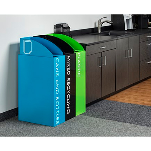 Photograph of the Safco Mixx Recycling Center - Rectangular Receptacle - 29 Gallons - (3 Colors Available) 