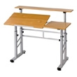 Safco Height Adjustable Split Level Drafting Table 3965MO (Medium Oak) ES2036