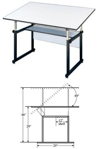 Alvin WorkMaster Black Base with 37.5x60 Top WM60-3-XB ES2366