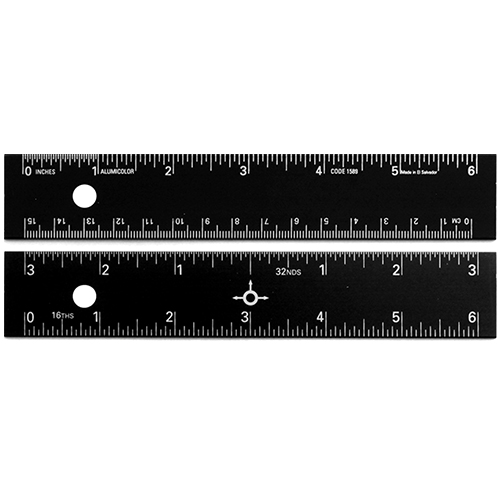 6 Straight Edge Aluminum Ruler with Center-Finding Back - 1589