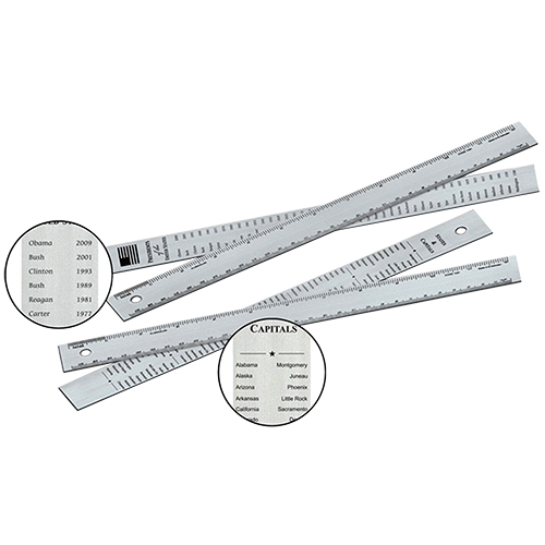  Alumicolor - 12&quot; US States/Capitals Aluminum Reference Ruler, Silver - 1620-1-Promo
