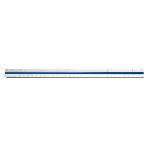 Alumicolor 30cm Metric Engineer Color-Coded Triangular Solid Scale, Silver - 3453-1B - Promo