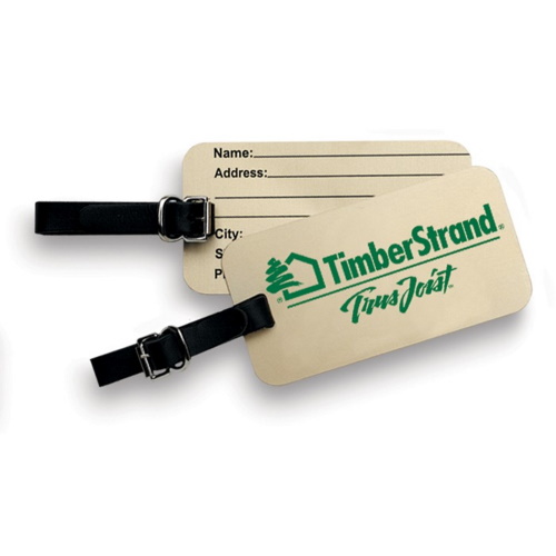 Alumicolor Aluminum Luggage or Golf Bag Tag w/ Black Leather Strap - (2 Colors Available) - Promo