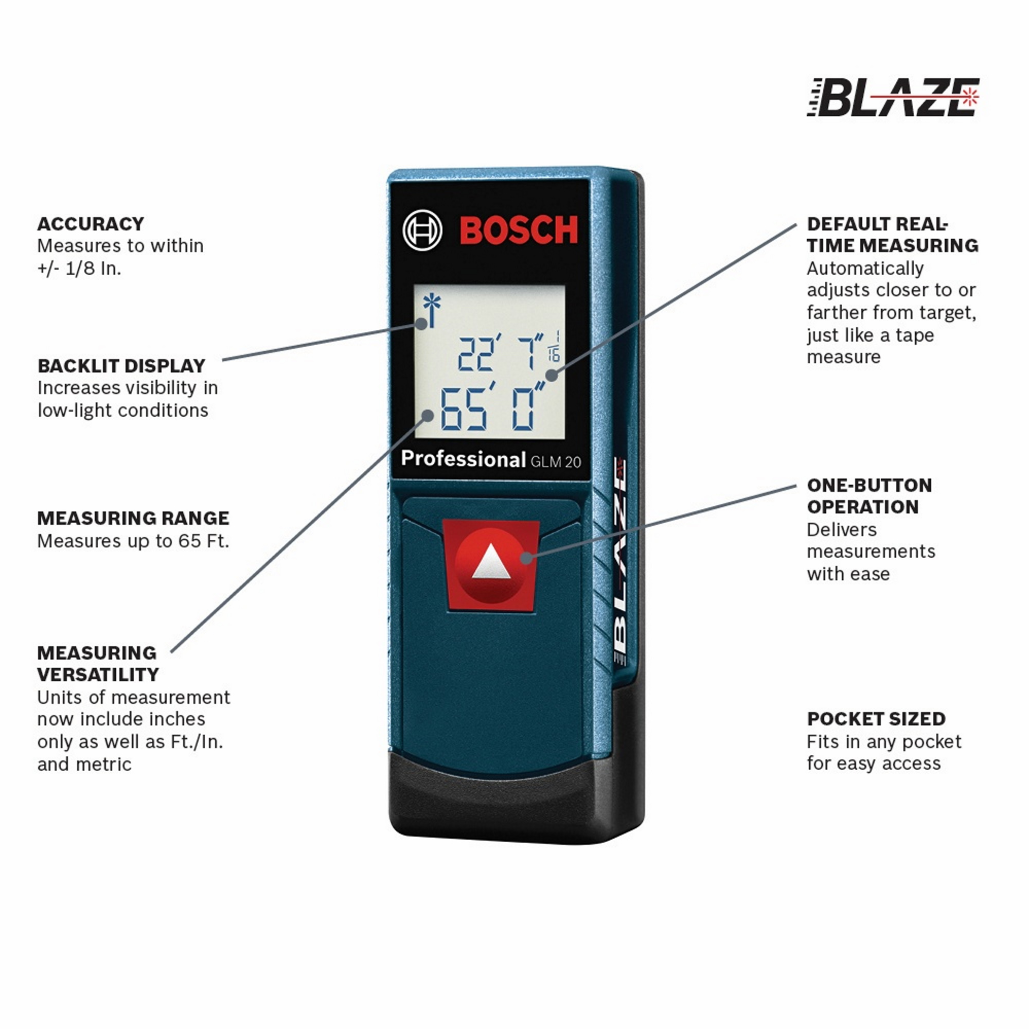 Bosch GLM 20 - Distance Laser Measure (65 foot)
