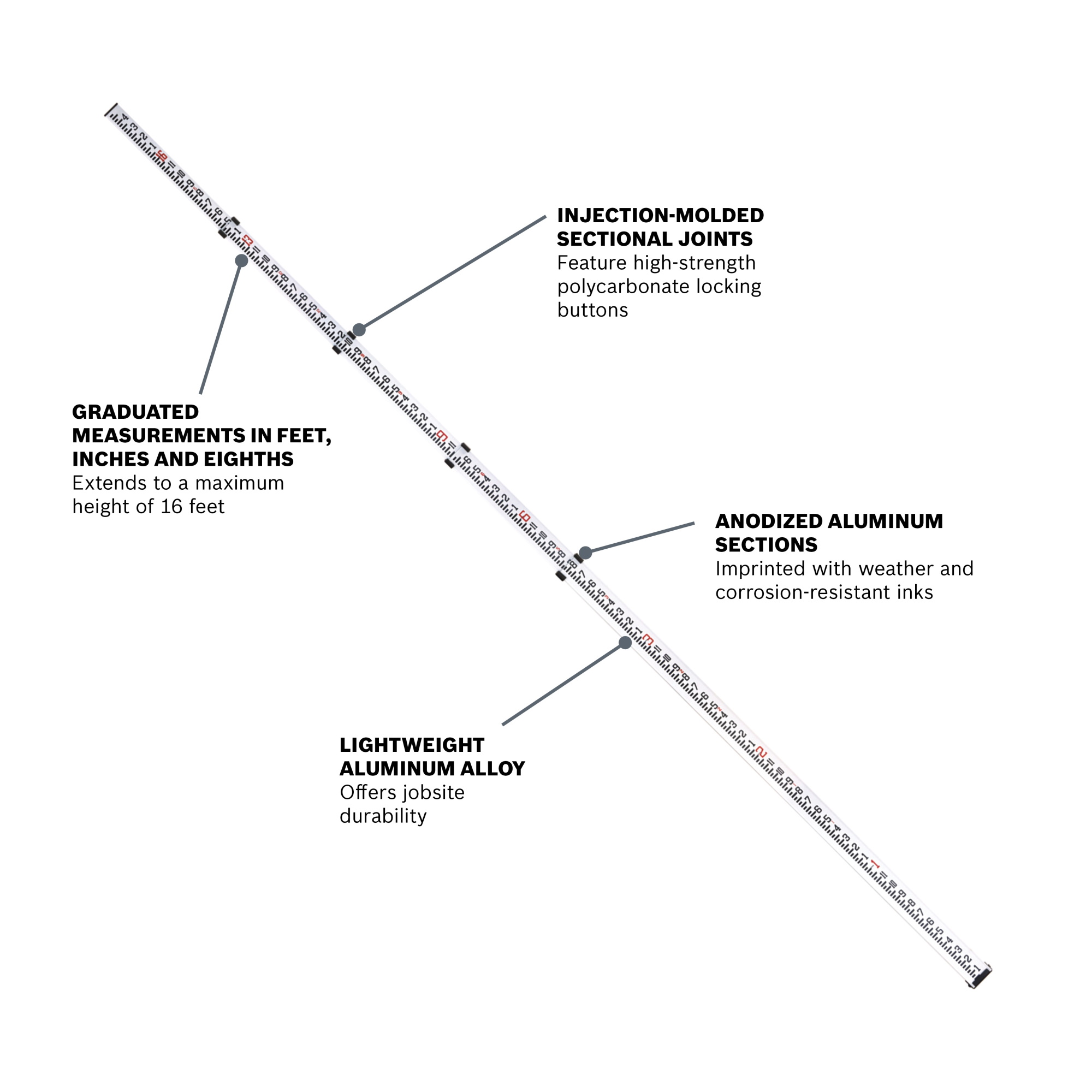 Bosch 16 Foot Telescoping Leveling Rod (GR16)