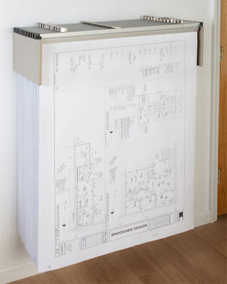 Brookside Design Premium Blueprint Drop Lift Wall Rack Bundle with a Dozen 24" Clamps DL1224
