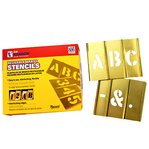  CH Hanson 33-Pieces &quot;SINGLE LETTER&quot; Interlocking Brass Stencil Set - (5 Sizes Available)