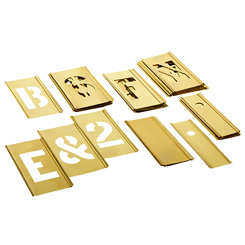 CH Hanson 45-Pieces SINGLE LETTER AND NUMBER Interlocking Brass Stencil  Set - (7 Sizes Available) - EngineerSupply