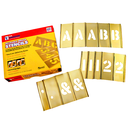  CH Hanson 92-Pieces &quot;SINGLE LETTER AND NUMBER&quot; Interlocking Brass Stencil Set - (10 Sizes Available)