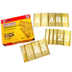 CH Hanson 92-Pieces "SINGLE LETTER AND NUMBER" Interlocking Brass Stencil Set - (10 Sizes Available) ET15009