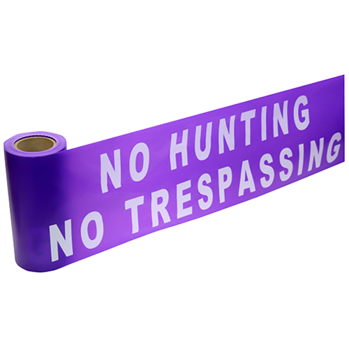 CH Hanson 100 ft. x 6 in. &quot;NO HUNTING NO TRESPASSING&quot; Purple Barricade Tape - 12 Rolls - 15150