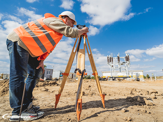 laser level tripod setup construction site