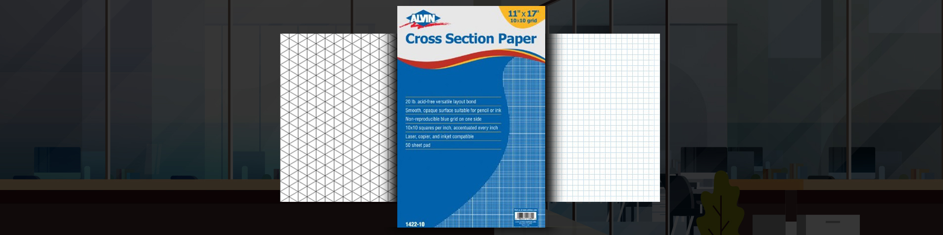 Better Office Products Graph Paper Pad, 17 x 11, 50 Sheets, Blue