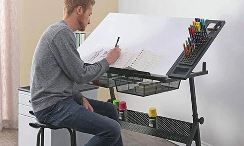 Nouvel Drafting Table w/ Plan Drawer - SBD-3D