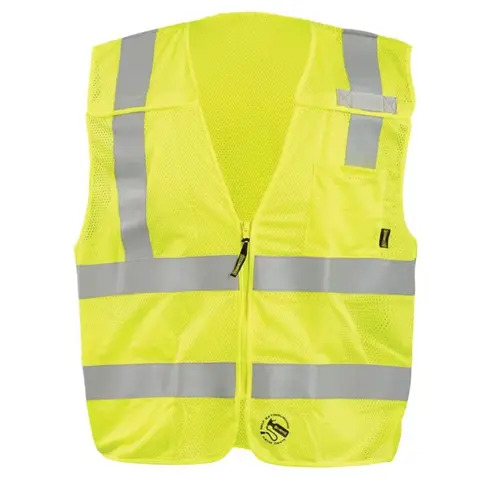  Custom Safety USA Custom ANSI Class 2, Type R Mesh Safety Vest - Zipper, 3 Pockets, Reflective, Logo Printing, Yellow - (8 Sizes Available)