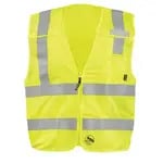 Custom Safety USA Custom ANSI Class 2, Type R Mesh Safety Vest - Zipper, 3 Pockets, Reflective, Logo Printing, Yellow - (8 Sizes Available) ET18727