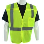 Custom Safety USA Custom Class 2 Type R Hi-Vis Mesh Vest with Reflective Silver Stripes on Background Trim, Yellow - (8 Sizes Available) ET18736