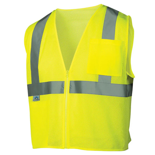  Pyramex RVZ2110 Type R Class 2 Mesh Safety Vest with Pocket, Yellow/Lime - (8 Sizes Available)