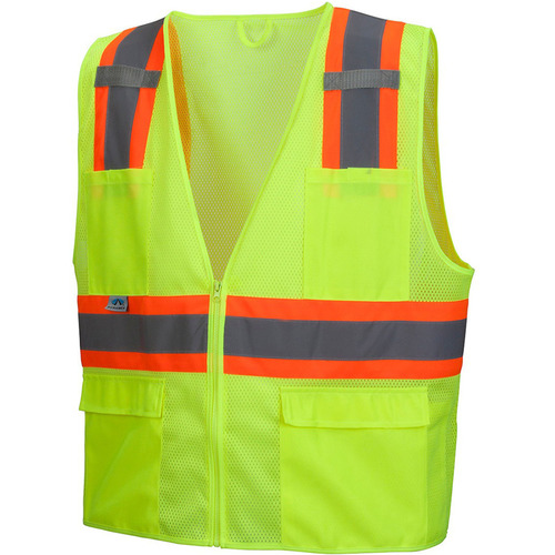  Pyramex RVZ2310 Type R Class 2 Two-Tone Surveyor Safety Vest, Lime - (8 Sizes Available)
