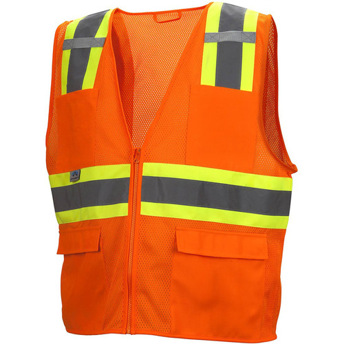  Pyramex RVZ2310 Type R Class 2 Two-Tone Surveyor Safety Vest, Orange - (8 Sizes Available)