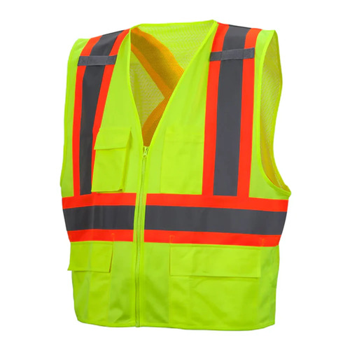  Custom Pyramex RCZ24 Type R Class 2 High-Vis Two-Tone X-Back Safety Vest, Lime - (7 Sizes Available)