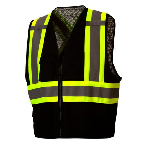  Custom Pyramex RCZ24 Type R Class 2 High-Vis Two-Tone X-Back Safety Vest, Black - (7 Sizes Available)