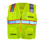 Custom Safety USA Custom ANSI Class 2 Hi-Vis Two-Tone Mesh Surveyor Safety Vest - Reflective Strips, Yellow - (7 Sizes Available) ET18759